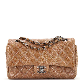 Chanel Vintage Classic Double Flap Bag Quilted Crinkled Patent Jumbo