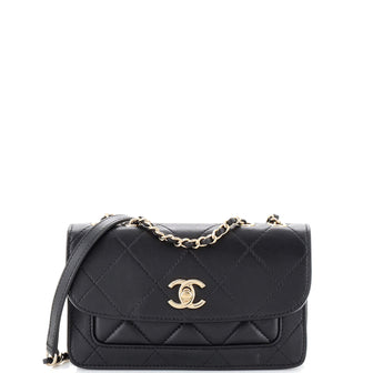 Chanel CC Front Pocket Flap Bag Stitched Calfskin Small