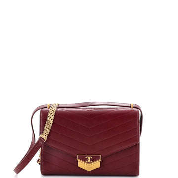 Chanel Medal Envelope Flap Bag Chevron Calfskin Large