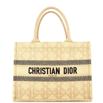 Christian Dior Book Tote Cannage Embroidered Raffia Medium