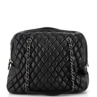 Chanel New Bubble Expandable Frame Zip Satchel Quilted Lambskin Large