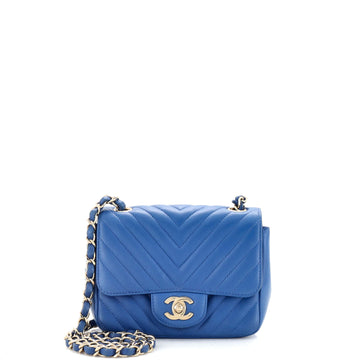 Chanel Square Classic Single Flap Bag Chevron Lambskin Mini