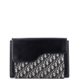 Christian Dior Saddle Clutch Oblique Canvas and Leather