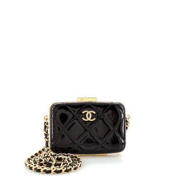 Chanel Box With Chain Quilted Patent Small