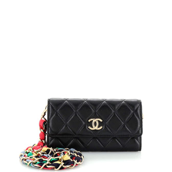 Chanel RIbbon Long Clutch with Chain Flap Bag Quilted Lambskin