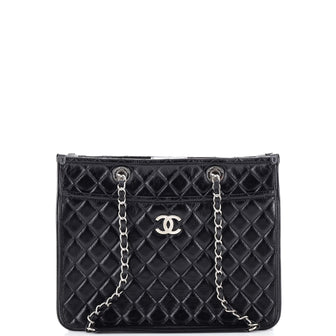 Chanel Working Vibe Chain Shopping Tote Quilted Aged Calfskin Large