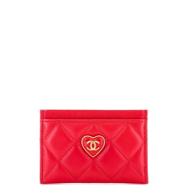 Chanel Coco Love CC Heart Card Holder Quilted Lambskin