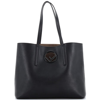 Fendi Logo Shopper Tote Leather