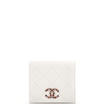 Chanel Crystal CC Bifold Wallet Quilted Caviar Compact