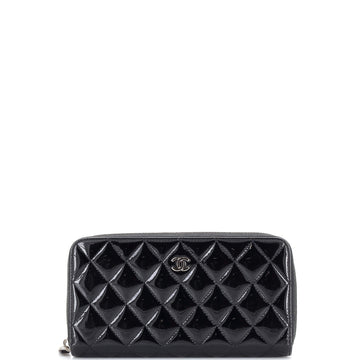 Chanel Zip Around Wallet Quilted Patent Long