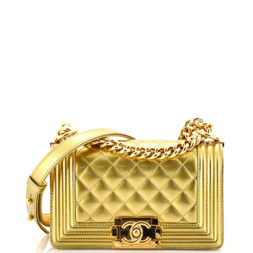 Chanel Boy Flap Bag Quilted Patent Small