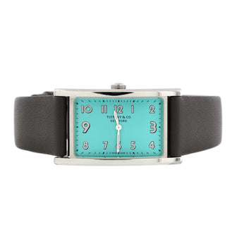 Tiffany & Co. East West 2-Hand Quartz Watch Stainless Steel and Leather 22