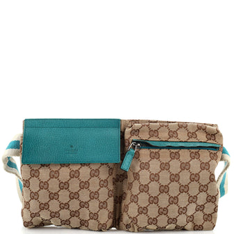 Gucci Vintage Double Belt Bag GG Canvas