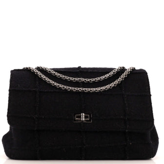 Chanel Chocolate Bar Mademoiselle Flap Bag Quilted Wool Jumbo