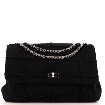 Chanel Chocolate Bar Mademoiselle Flap Bag Quilted Wool Jumbo