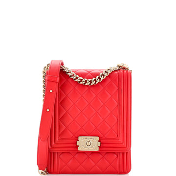 Chanel North South Boy Flap Bag Quilted Lambskin Small