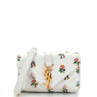Saint Laurent Classic Monogram Crossbody Bag Printed Matelasse Chevron Leather Baby