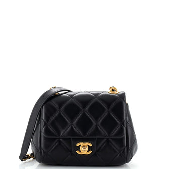 Chanel CC Square Chain Flap Bag Quilted Puffy Lambskin Mini