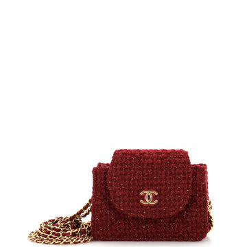 Chanel Accordion Card Holder on Chain Quilted Tweed
