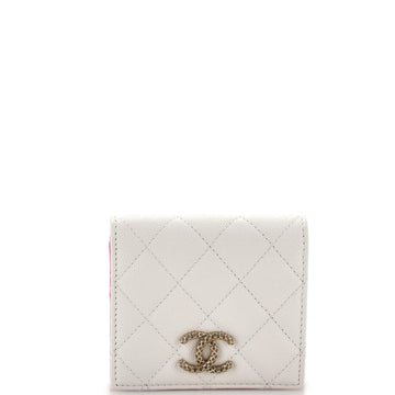 Chanel Textured CC Bifold Wallet Quilted Caviar Compact