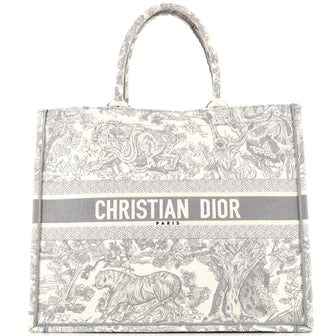 Christian Dior Book Tote Embroidered Canvas Large