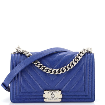 Chanel Boy Flap Bag Chevron Caviar Old Medium