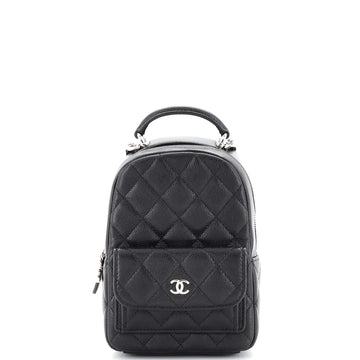 Chanel Classic CC Chain Pocket Backpack Quilted Caviar Mini