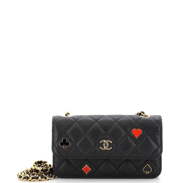 Chanel Coco Casino Flap Phone Holder with Chain Quilted Caviar