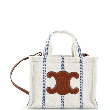 Celine Cabas Thais Tote Triomphe Striped Textile Small