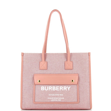 Burberry Freya Shopping Tote Canvas with Leather Small