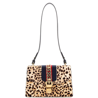 Gucci Sylvie Shoulder Bag Printed Calf Hair Small