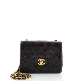 Chanel Vintage Square Classic Single Flap Bag Quilted Lambskin Mini