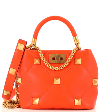 Valentino Garavani Roman Stud Top Handle Bag Quilted Leather Small