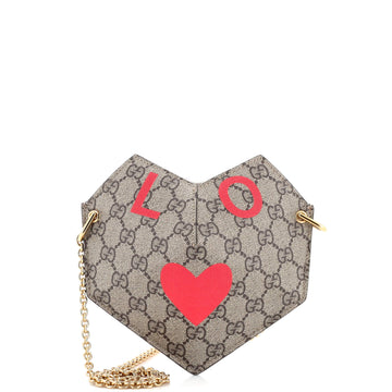 Gucci Valentine's Day Heart Bag Printed GG Coated Canvas Small
