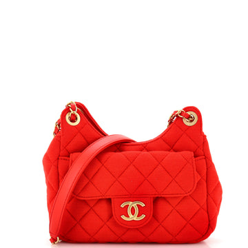 Chanel Wavy CC Hobo Quilted Jersey Small