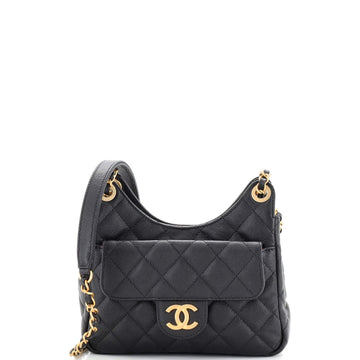 Chanel Wavy CC Hobo Quilted Caviar Small