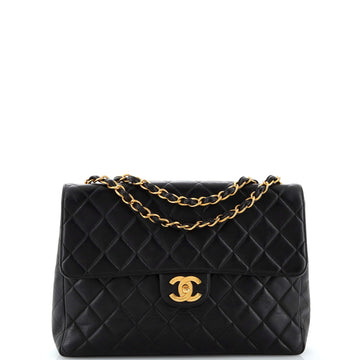 Chanel Vintage Classic Single Flap Bag Quilted Lambskin Jumbo