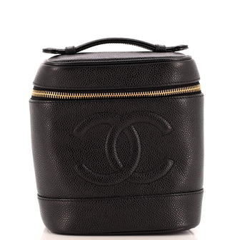 Chanel Vintage Timeless Cosmetic Case Caviar Tall