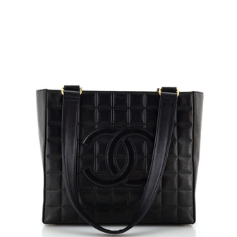Chanel Chocolate Bar CC Tote Quilted Leather Small