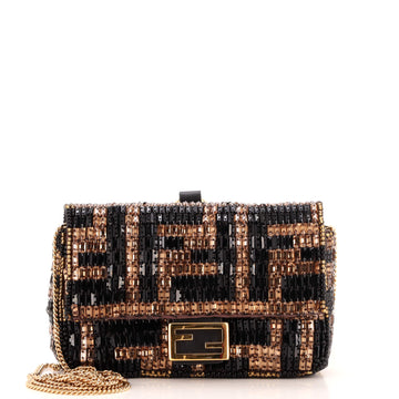 Fendi Chain Baguette Charm Bag Zucca Beads Nano
