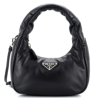 Prada Padded Hobo Leather Mini Black 269667361