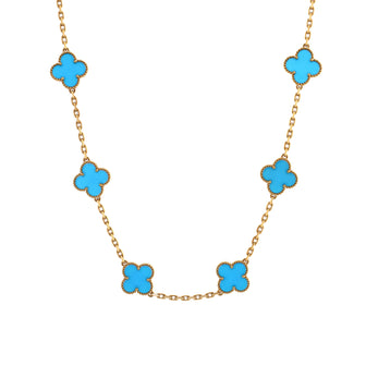 Van Cleef & Arpels Vintage Alhambra 10 Motifs Necklace 18K Yellow Gold and Agate