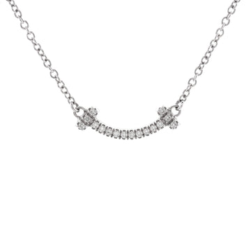 Tiffany & Co. T Smile Pendant Necklace 18K White Gold with Diamonds Mini