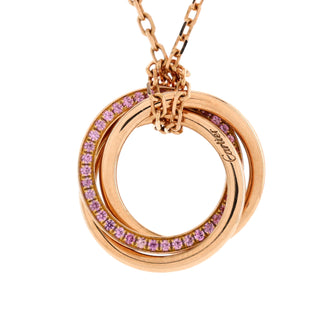 Cartier Trinity Pendant Necklace 18K Rose Gold with Pave Pink Sapphires