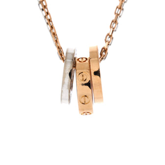 Cartier Love 3 Ring Pendant Necklace 18K Rose Gold and 18K White Gold with 6 Diamonds