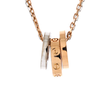 Cartier Love 3 Ring Pendant Necklace 18K Rose Gold and 18K White Gold with 6 Diamonds