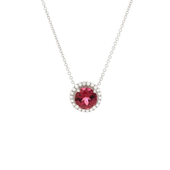 Tiffany & Co. Soleste Round Pendant Necklace Platinum with Diamonds and Rubellite Tourmaline