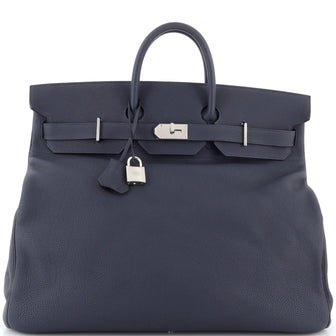 Hermes HAC Birkin Bag Blue Togo with Palladium Hardware 50