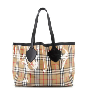 Burberry Reversible Giant Tote Vinyl Vintage Check Canvas Medium