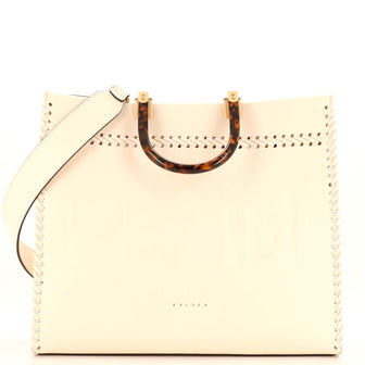Fendi Sunshine Shopper Tote Whipstitch Leather Medium